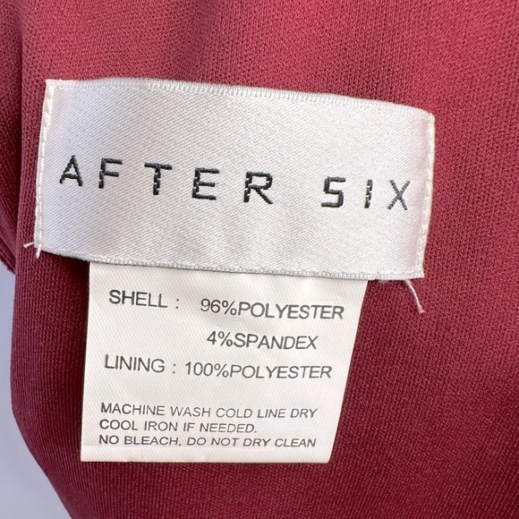 NWT After Six 6814 V-Neck 3/4 Sleeve Full Length Crepe Formal Gown Burgundy XXS - Picture 7 of 16